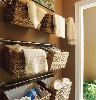 wicker basket shelving