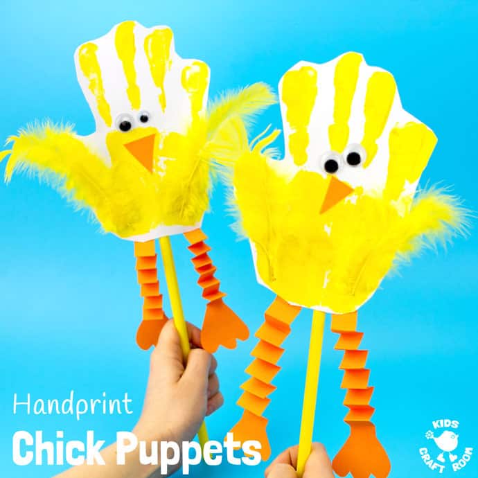 Handprint Chick Puppets
