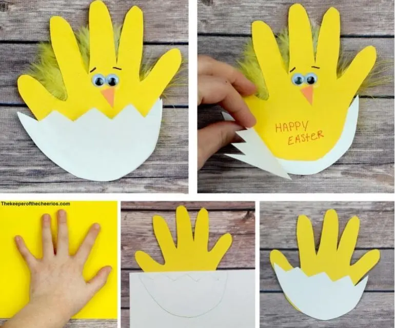 Easter Chick Handprint Card