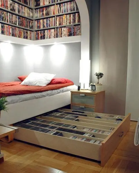 Book Shelves Over the Bed