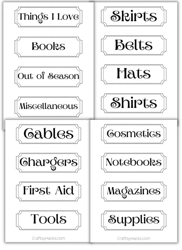 closet labels