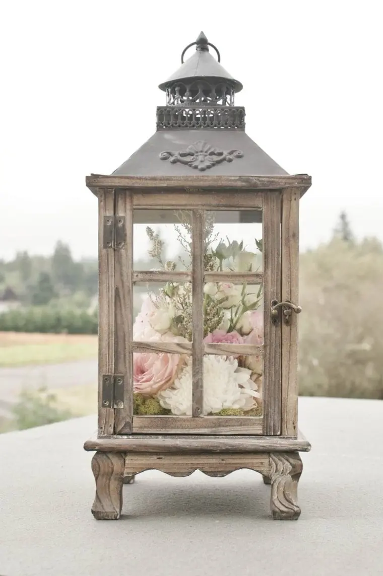 Lantern with Flowers Arranged