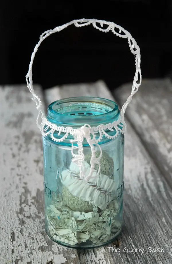 Lace Trimmed Mason Jar