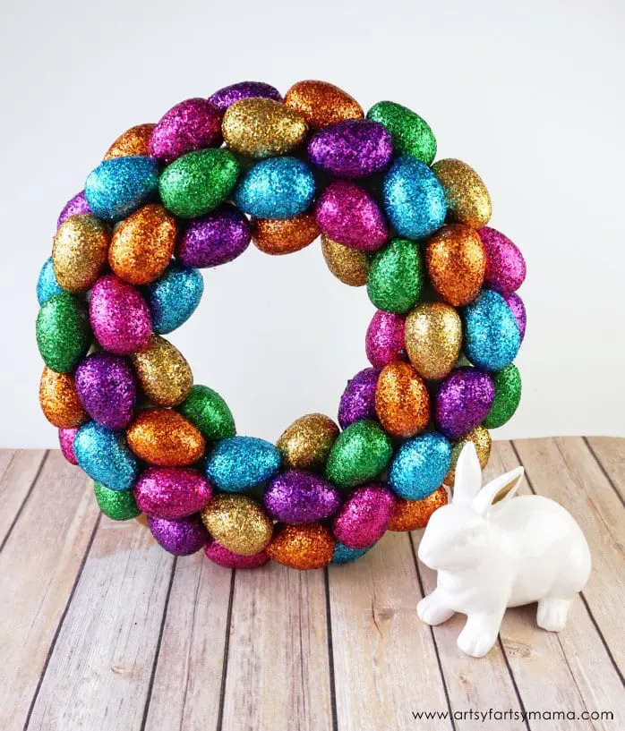 DIY Glittered Easter Egg Wreath