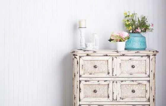 Whitewashed Kitchen Drawers and Cabinets