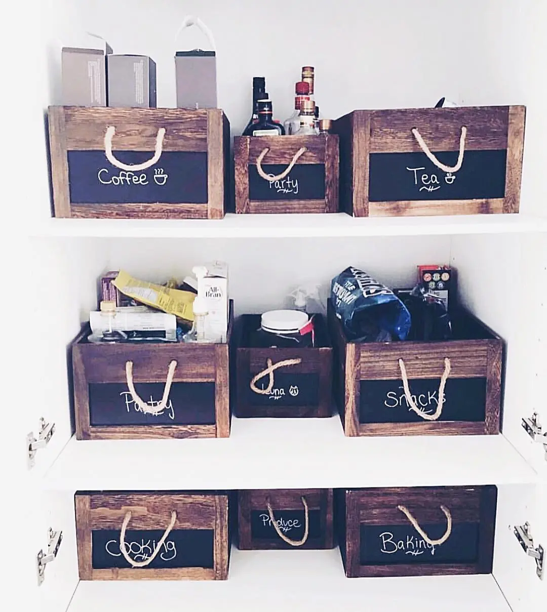 Wooden Boxes with Rope Handles