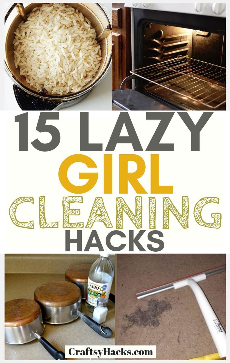 lazy girl cleaning