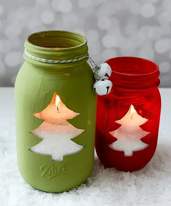 christmas tree mason jar candle