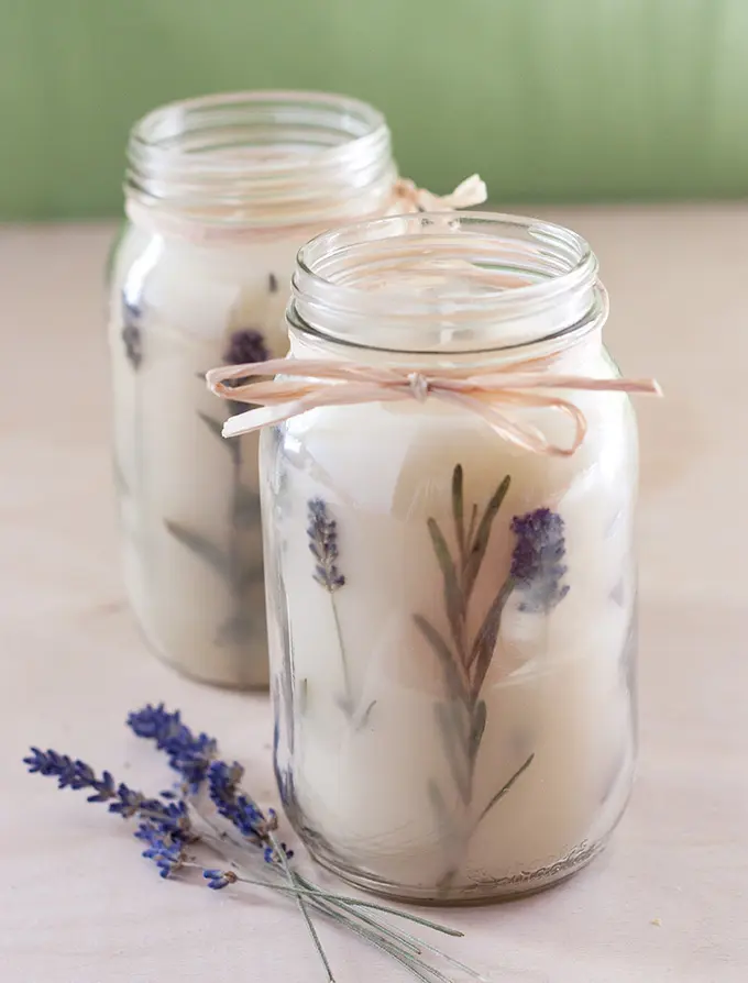 pressed herbs candle