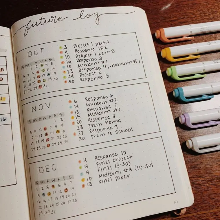 20 Creative Bullet Journal Future Log Ideas - Craftsy Hacks