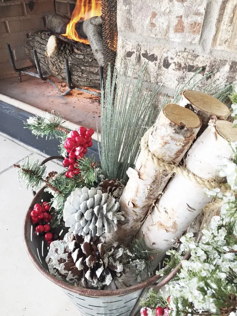 fireplace decor basket