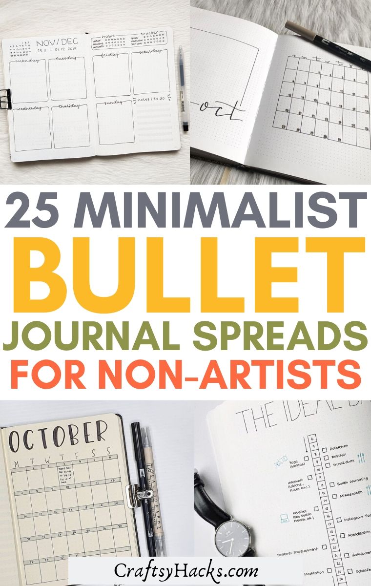 minimalist bullet journal spreads