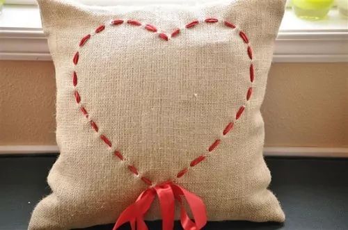 Heart Burlap Pillow