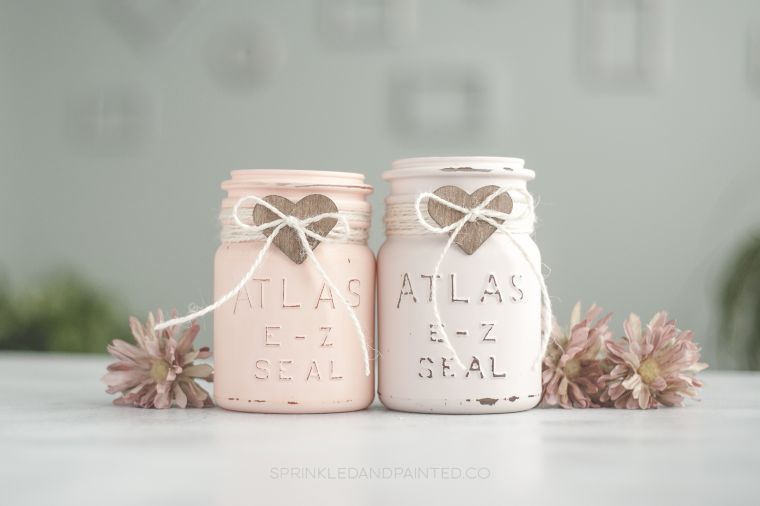 Painted Pink Valentine’s Jars