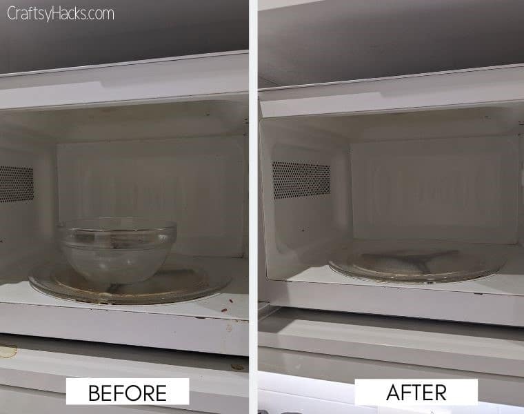 cleaning microwave before and after