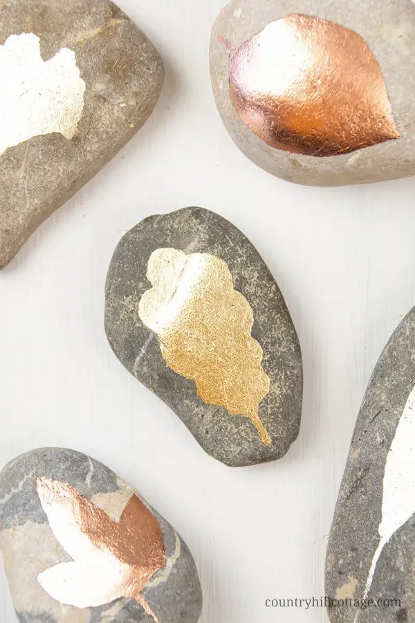DIY Gold Painted Rocks