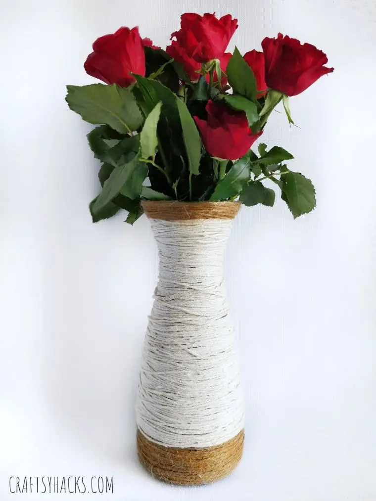 twine vase with flowers
