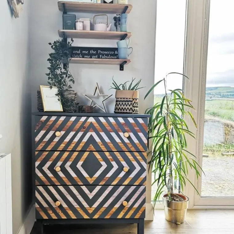 black geometric dresser design