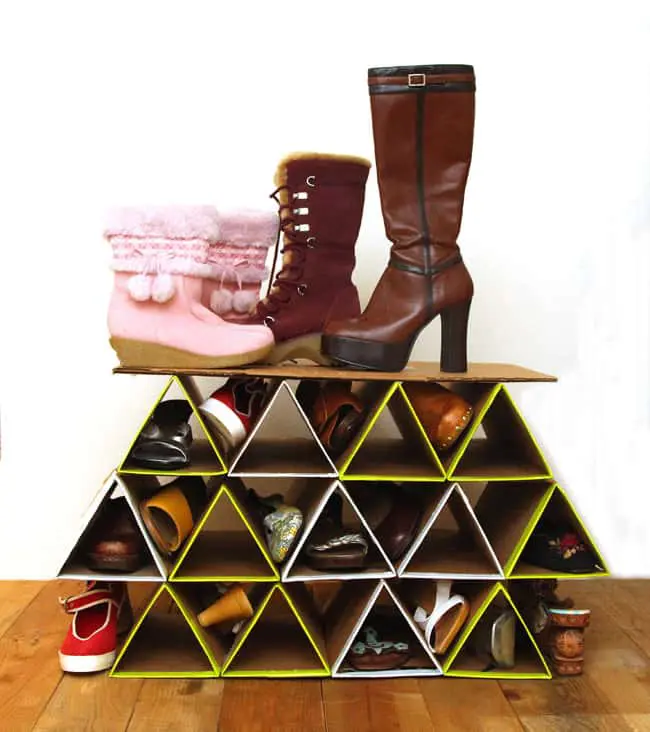 DIY Triangular Card Board Shoe Rack