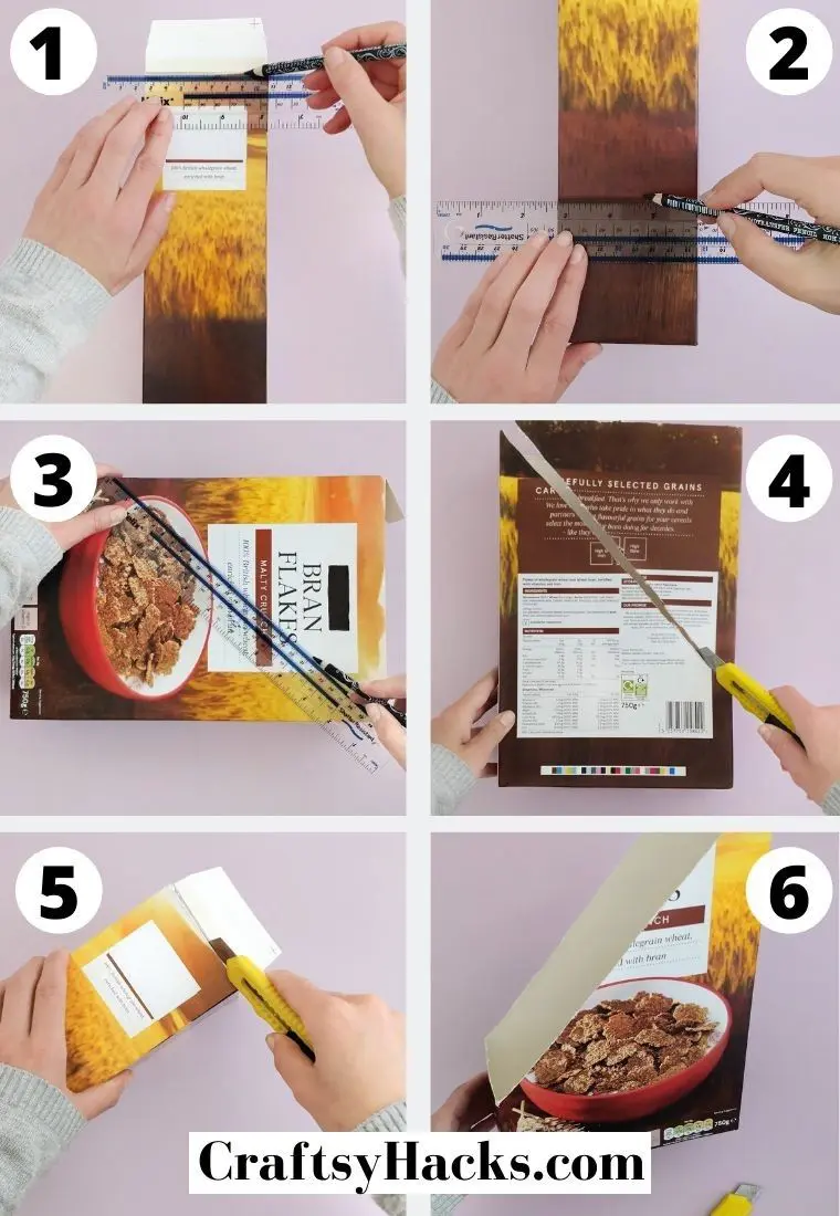 cutting out cereal box