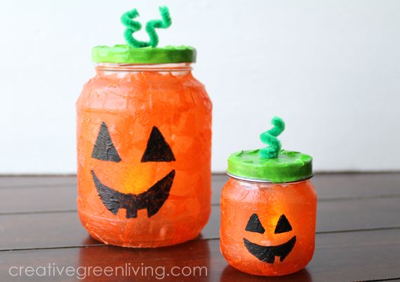 Light-Up Pumpkin Jars