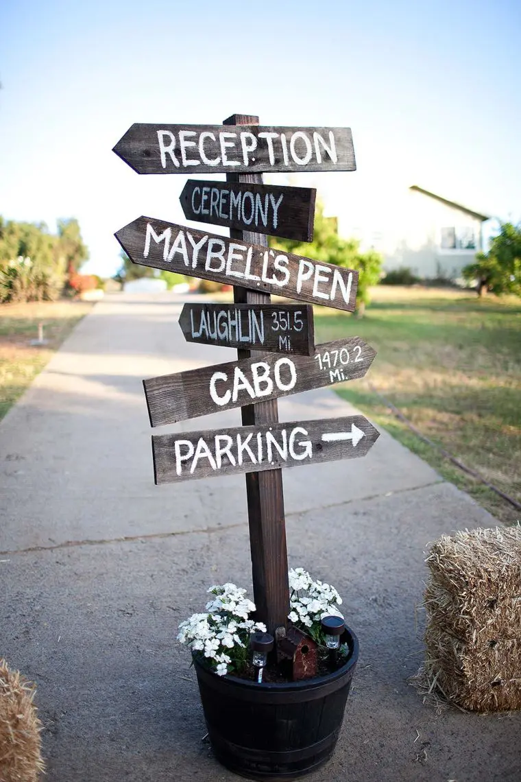 Potted Directional Wood Signs