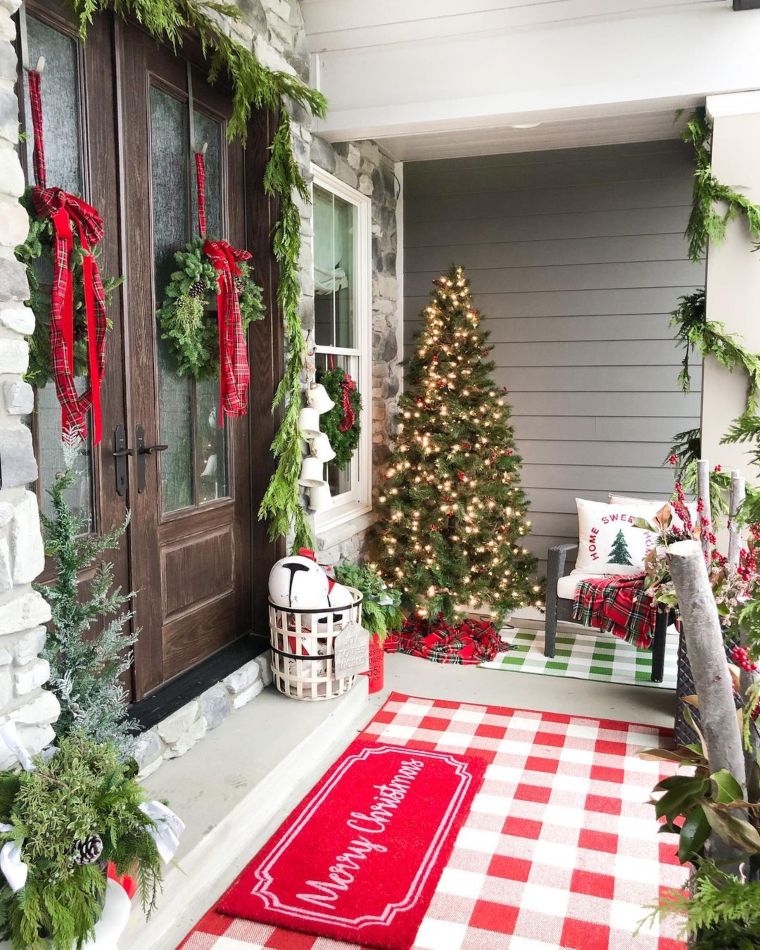 Buffalo plaid porch