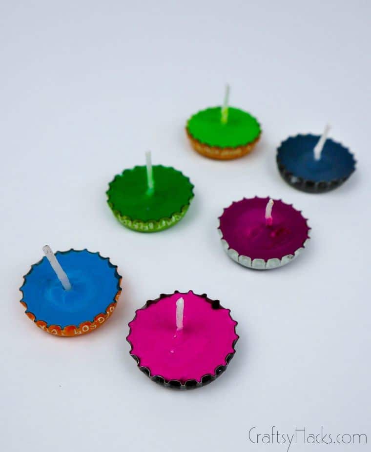 six colorful candles