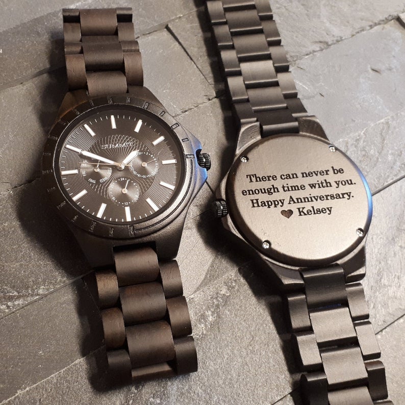 engraved wood watch