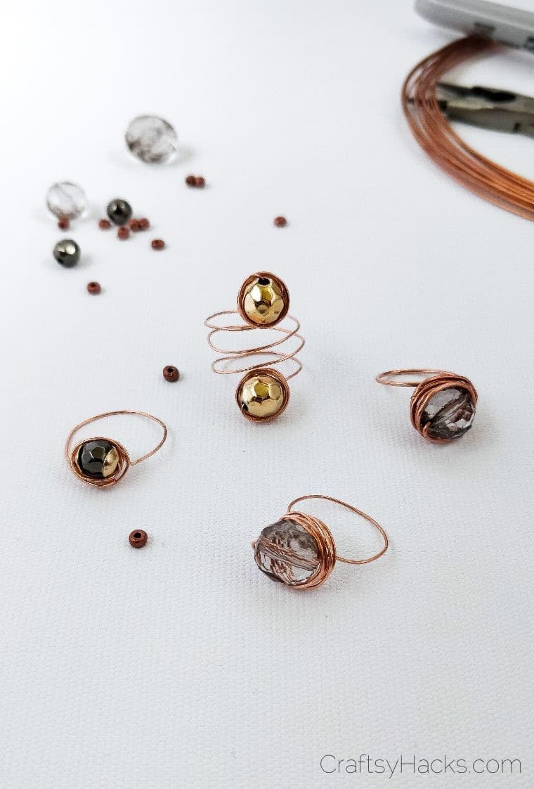 wire rings with loose beads