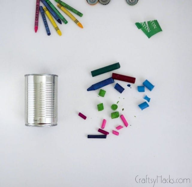 broken crayons and soup can