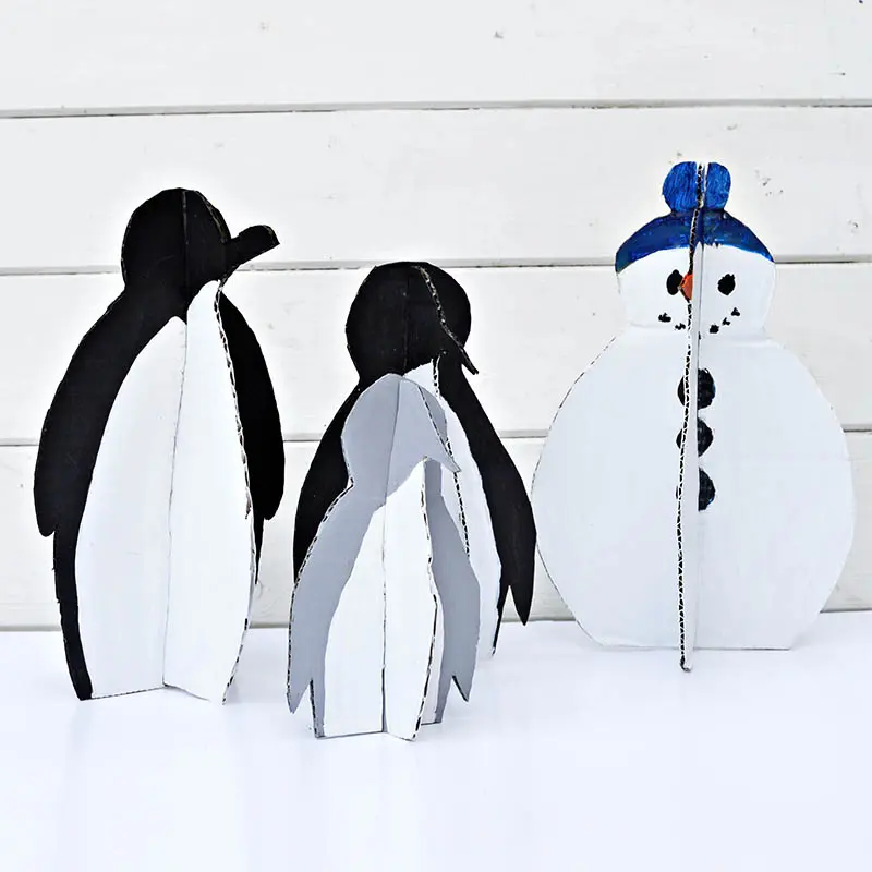 Cardboard Penguin Family