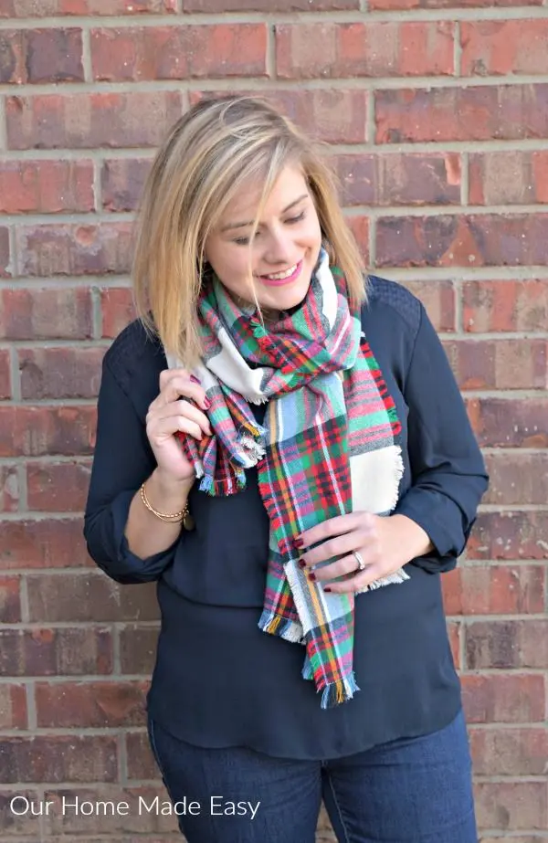 Blanket Flannel Scarf with Fringe