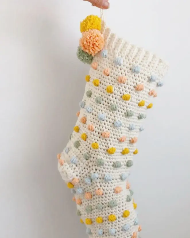 Dotted crochet stocking