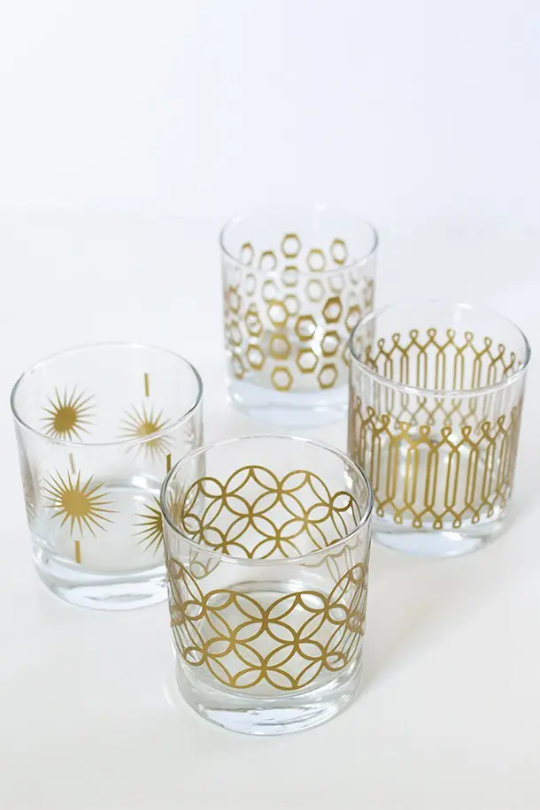 Metallic Print Glassware