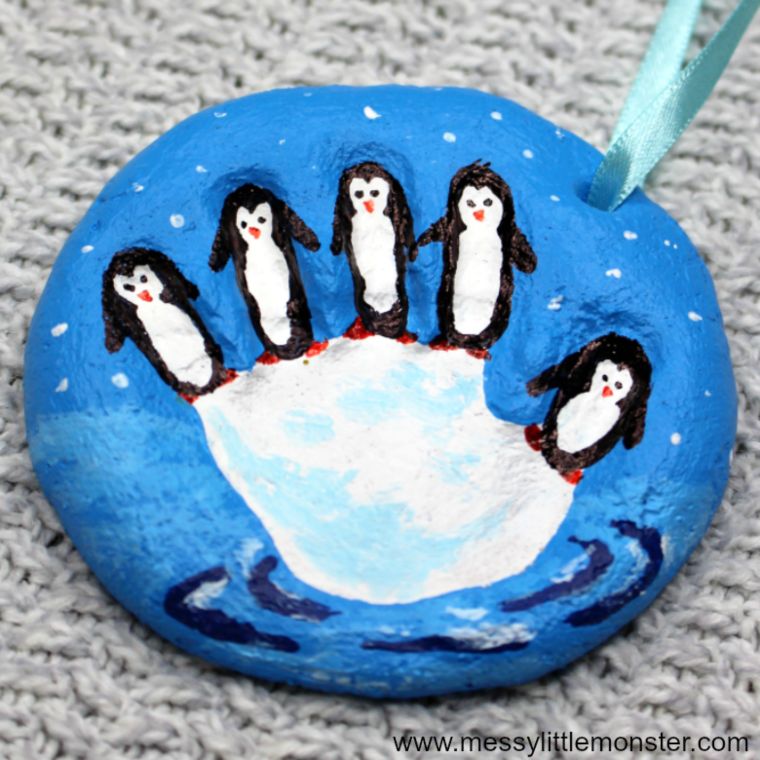 Penguin Family Salt Dough Ornament