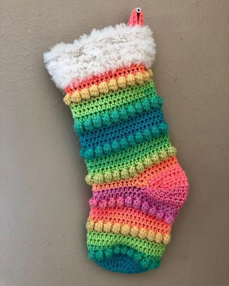 Rainbow Boho Crochet Stocking