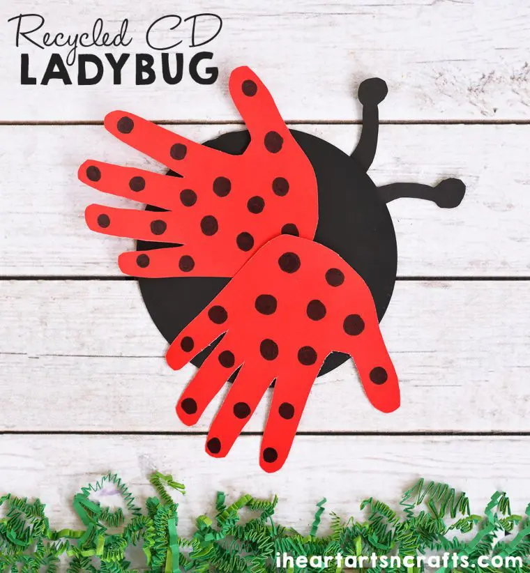 Recycled CD and Handprint Ladybug