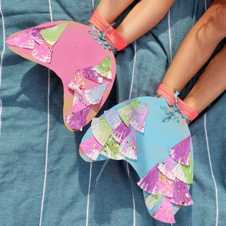 Cardboard Mermaid Tail Flippers