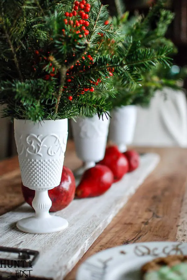 Christmas Milk Glass Centrepiece