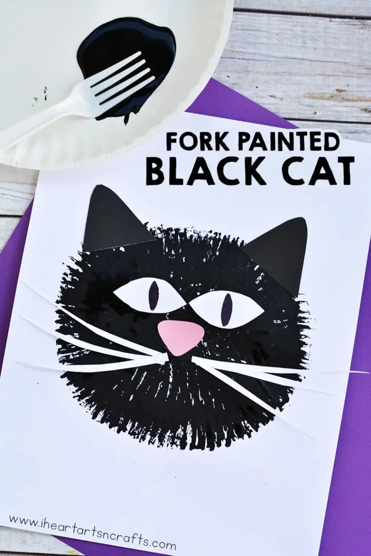 Fork Painted Black Cat
