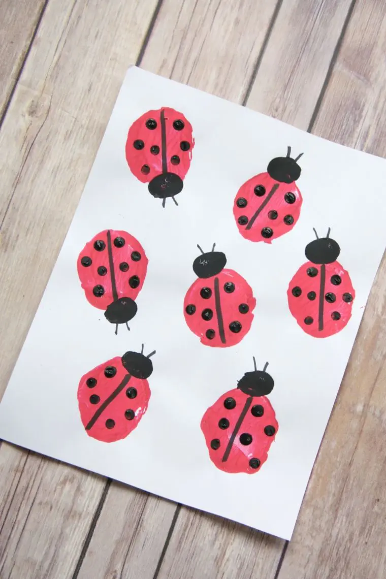 Potato Stamp Ladybugs