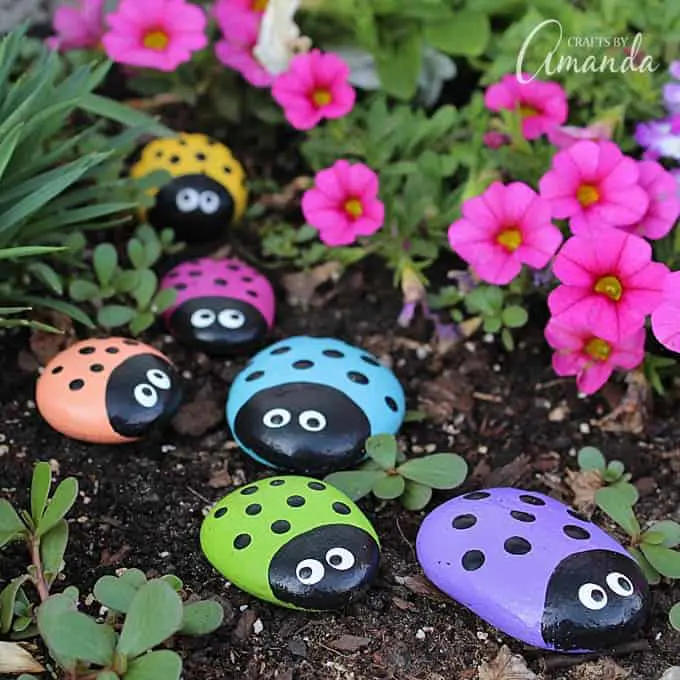 Ladybug Rocks for the Garden