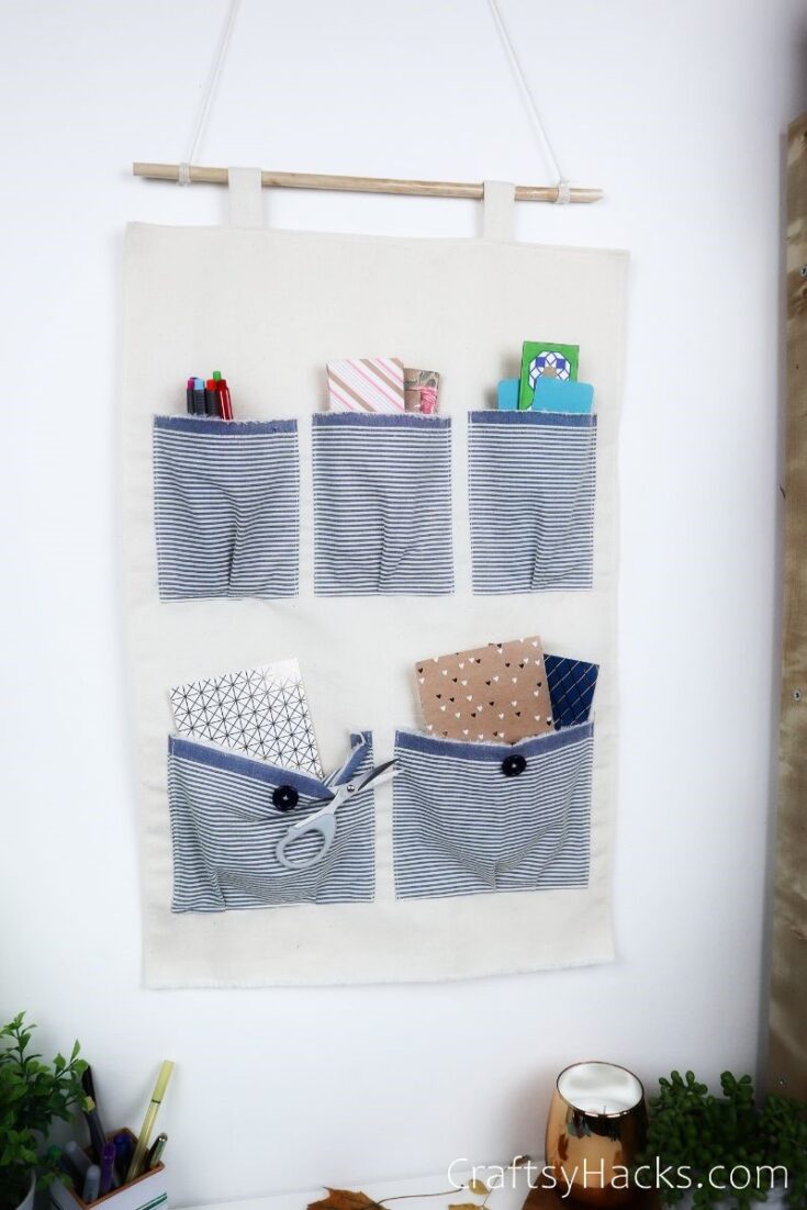DIY Hanging Organizer with Pockets - Craftsy Hacks