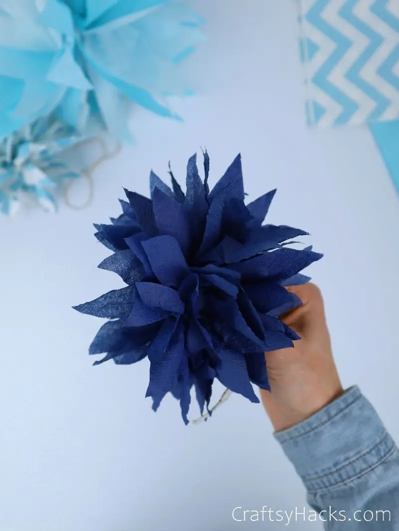 completed tissue paper pom poms