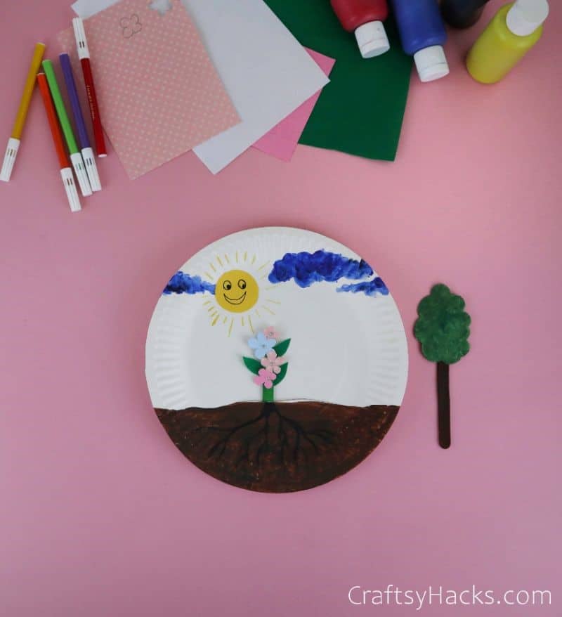 flower on paper plate craft