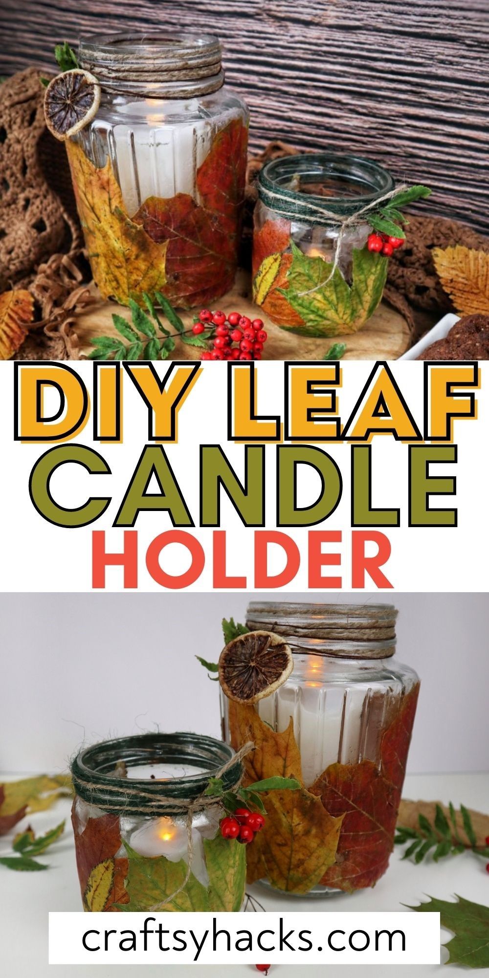 diy leaf candle holder