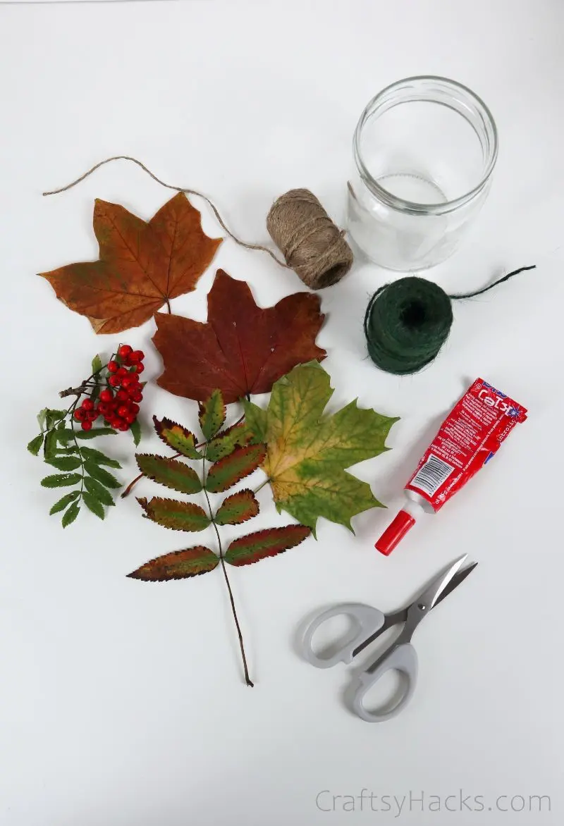 leaves and craft supplies