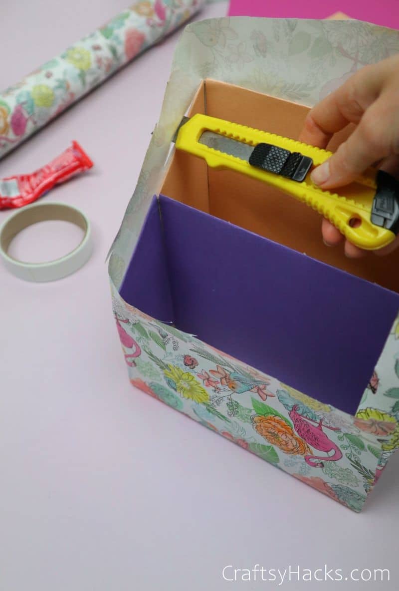 cutting off edges of wrapping paper