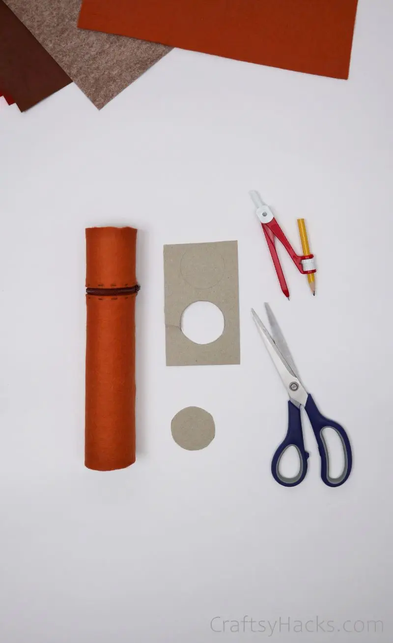 pencil case with paper roll lid cutout